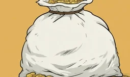 A big sack of golden coins 
