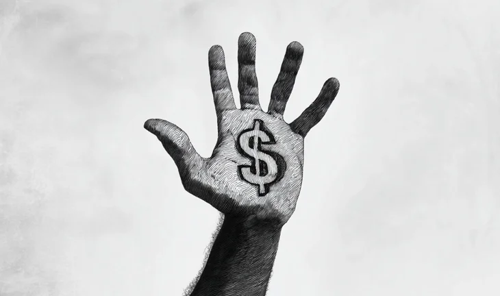 hand with a dollar sign 
