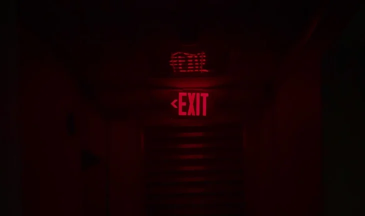 a red exit sign
