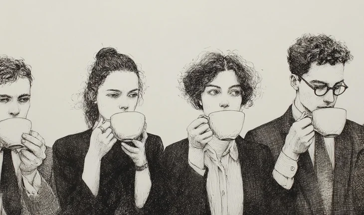 contemplative young bankers drinking coffee