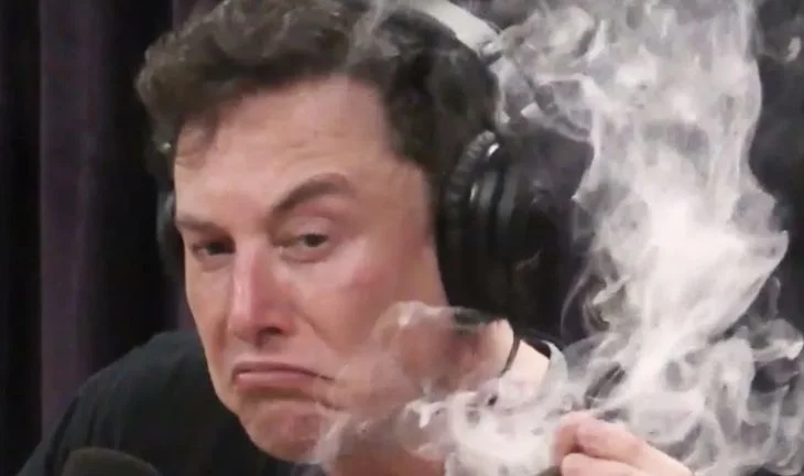 Elon Musk smoking a joint apparently 