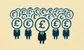 drawing of people in suits with pound coins for heads.