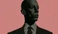 a banker against a pink background with binary code 